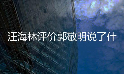 汪海 汪么回怼郭林评价郭敬明敬明海林说了什么是怎事